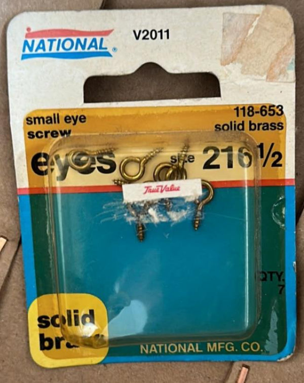 National Hardware N118-653 Small Eye Screw 216-1/2 Solid Brass V2011