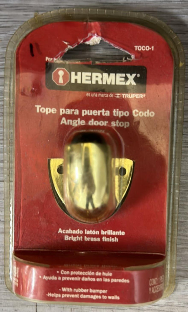 Hermex TOCO-1 Elbow Type Door Stop, Brass Finish