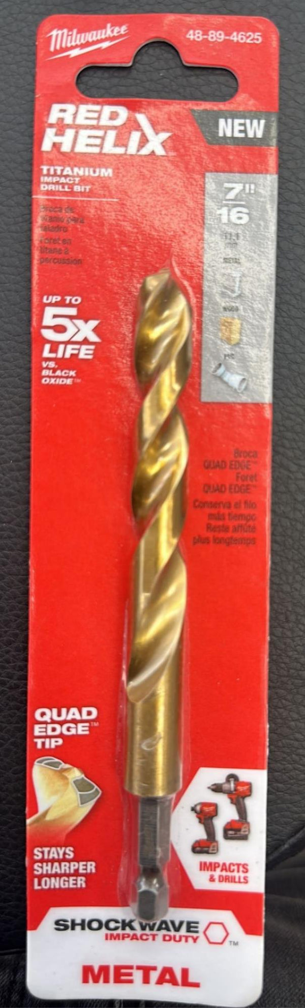 Milwaukee 48-89-4625 Shockwave Impact Duty Titanium Red Hex Shank Drill Bit