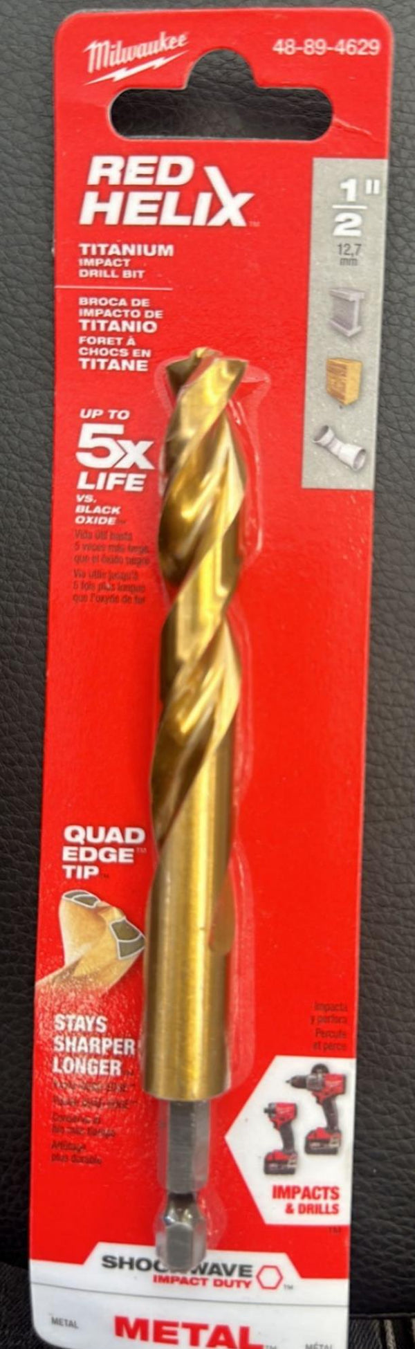 Milwaukee 48-89-4629 Shockwave Impact Duty Titanium Red Hex Shank Drill Bit