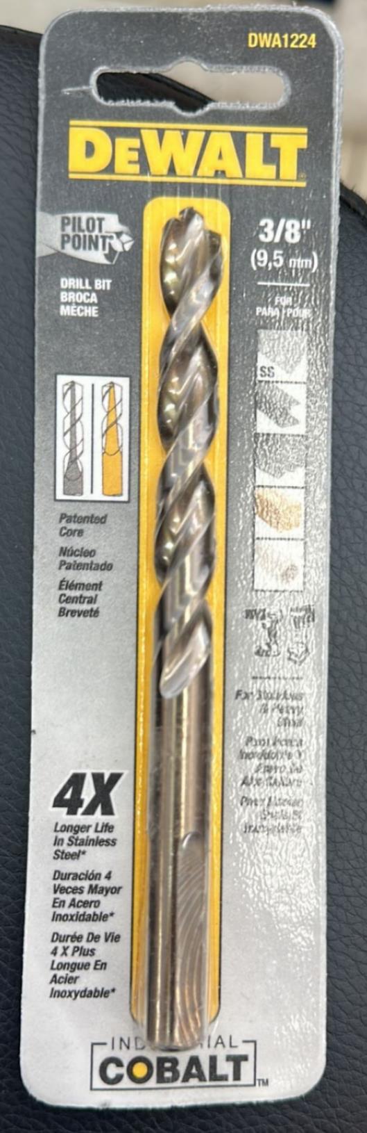 Dewalt DWA1224 3/8” 9.5mm Cobalt Pilot Point Drill Bit