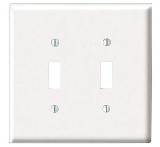 Leviton R52-00PJ2-00W 2-Gang Toggle Midway Size White Wall Plate